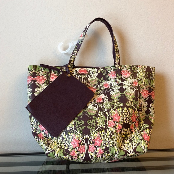 Merona Handbags - Reversible Tote Floral/Wine Color